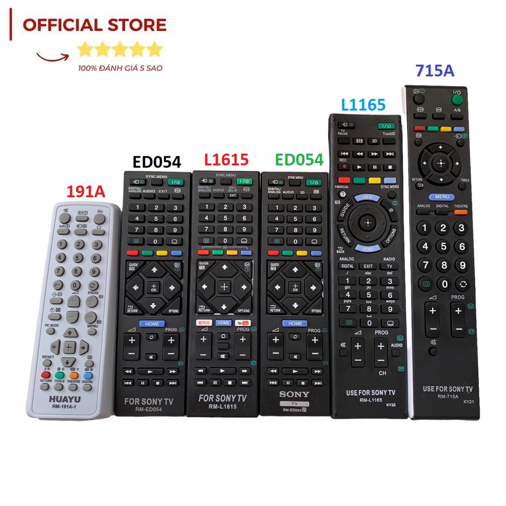 Điều khiển tivi sony thường các loại Smart, đời thấp, đời cũ màn hình nồi, điều khiển của tivi sony LCD/LED/plasma