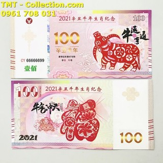 Tờ lưu niệm hình con trâu, kích thước: 155 x 75 mm