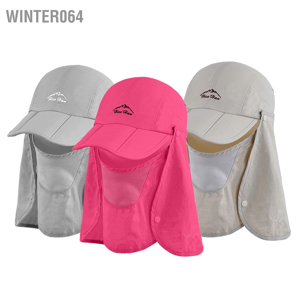 Winter064 Có Thể Gập Câu Cá Nón Mặt Trời Nam Nữ Rộng Vành Hat Với ​​Mặt Che Cổ Vạt Cho Đi Bộ Đường Dài đi Xe Đạp