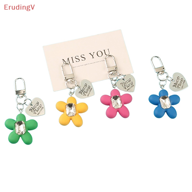 [ErudingV] Móc Khóa Ba Lô / Túi Xách Trang Trí Hình Hoa Trái Tim Đá Quý Màu Sắc