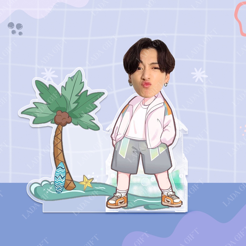 Mô hình standee lắc đầu một người ghép mặt theo yêu cầu trang trí ô tô chibi cute Ladagift làm quà tặng, trang trí