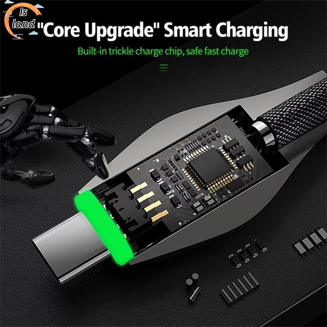 Dây Cáp Sạc Nhanh Android 5A Có Đèn Led Chuyên Dụng Cho Samsung Huawei Xiaomi