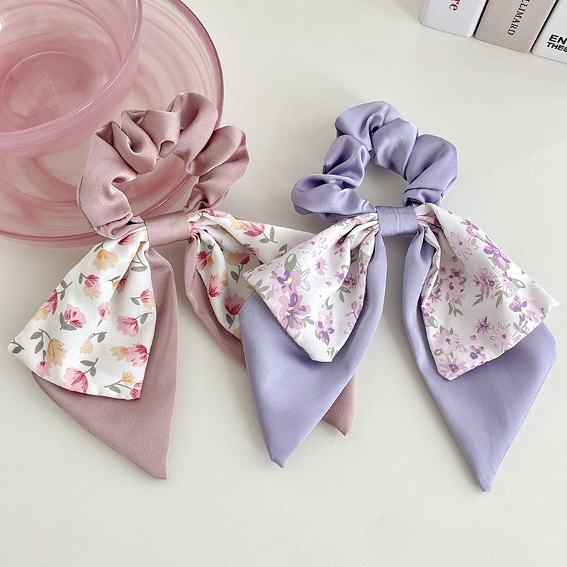 Dây Cột Tóc Bản Lớn In Họa Tiết Hoa Thời Trang Xinh Xắn Cho Nữ