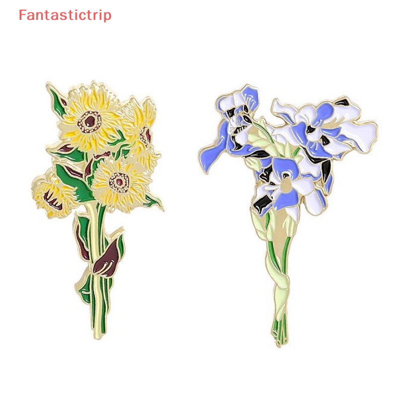 Ghim Cài Áo Hình Hoa Hướng Dương Van Gogh Bằng Kim Loại Tráng Men Mới Cho Nữ
