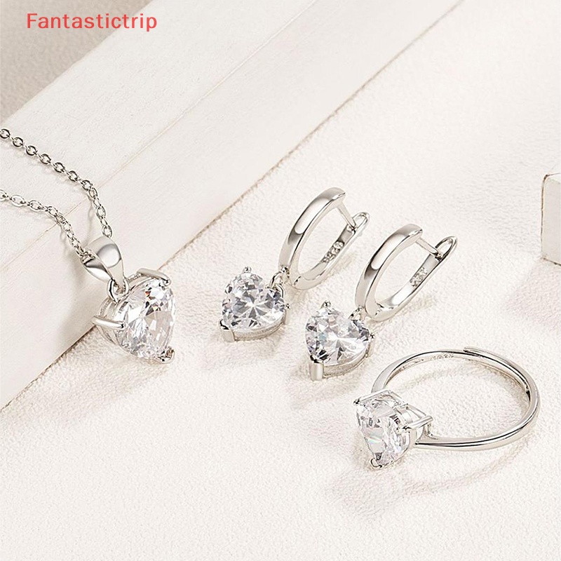 1 Bộ Trang Sức Thời Trang Ngọt Ngào Hình Trái Tim Đính Đá Zircon Cho Cô Dâu