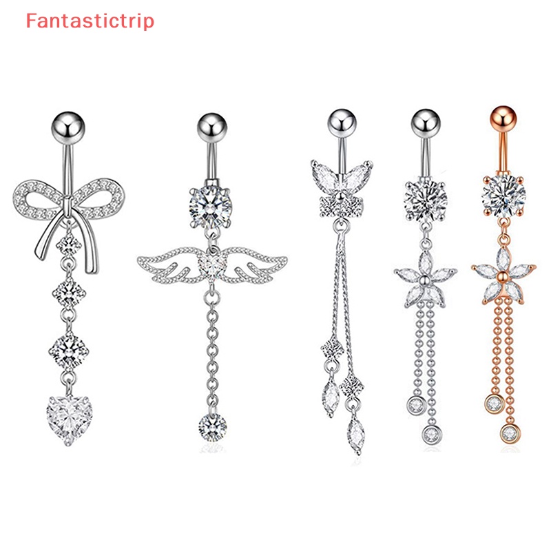 Khuyên Rốn Hình Bướm Bằng Thép Không Gỉ Đính Đá Zircon Mới