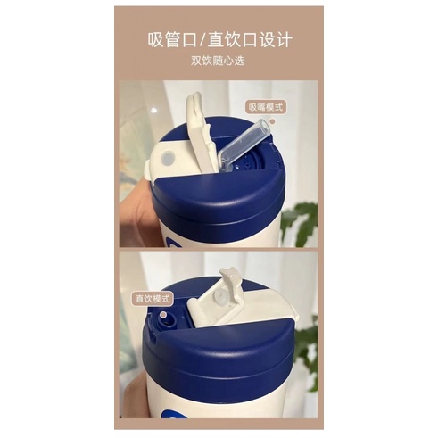 Bình Nước Giữ Nhiệt Dung Tích Lớn 420ML Kèm Ống Hút Tiện Lợi