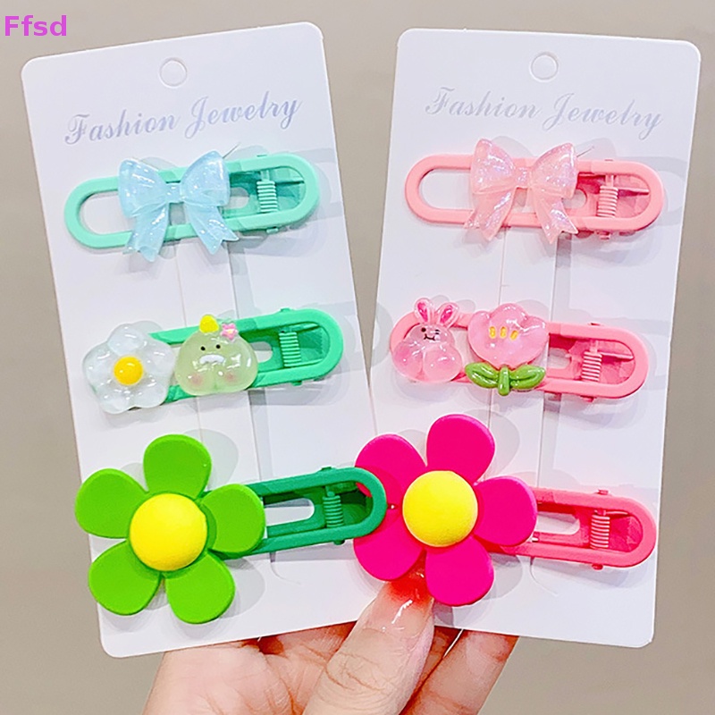 {Ffsd} Set 3 Kẹp Tóc Mái Hoa Nhỏ Dễ Thương Cho Bé Gái * Bán Chạy