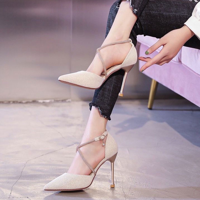 Giày Cao Gót Cô Dâu Đính Kim Sa Lấp Lánh Quyến Rũ