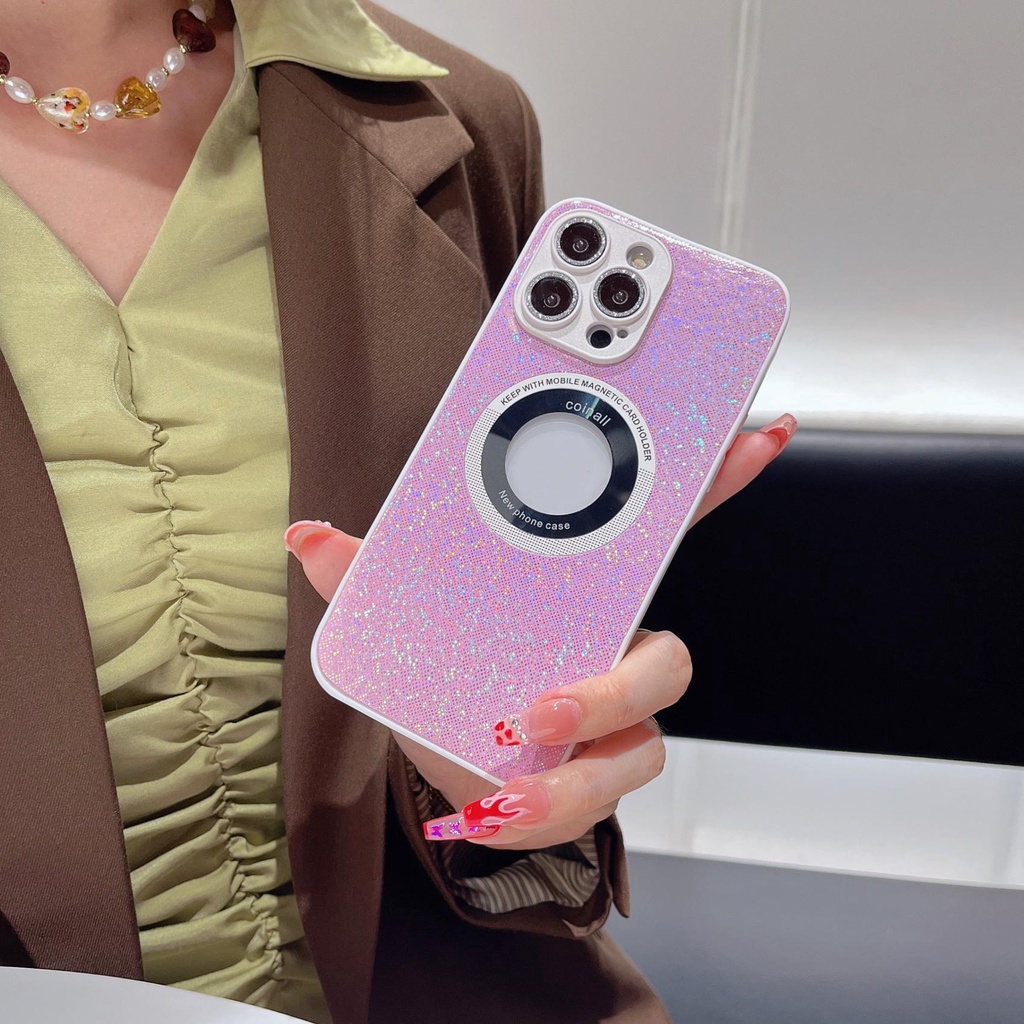 Ốp Điện Thoại PC Cứng Trong Suốt Đính Kim Cương Nhiều Màu Chống Rơi Cho iPhone 12 13 14 Pro Max