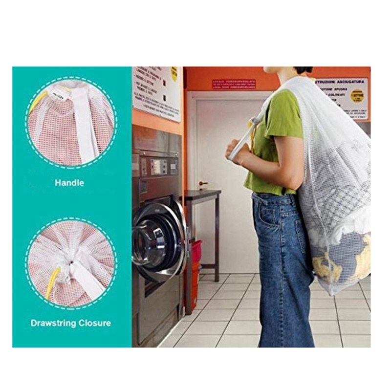 Set 5 Túi Lưới Giặt Đồ Có Dây Đeo Vai Kích Thước 60cmx90cm