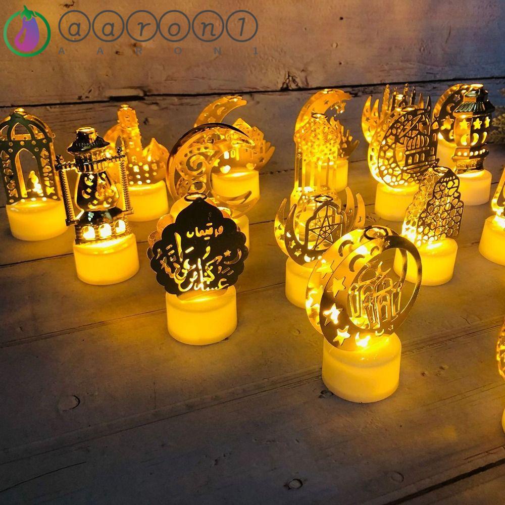 AARON1 LED Candle Lights EID Star Night Light Al Adha Islamic Mubarak Kareem Decor
