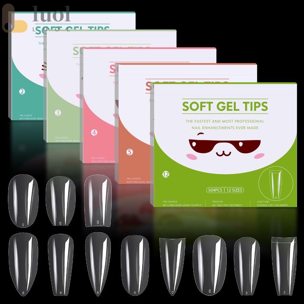 Hộp 504 Móng Tay Giả Mềm Trong Suốt Nhiều Kích Thước Khác Nhau