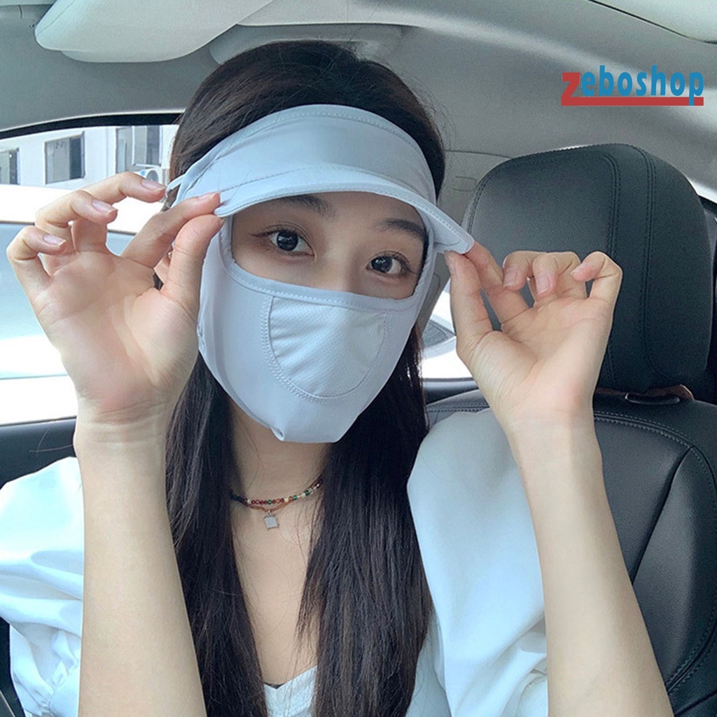 Zeboshop Mũ Chống Nắng Mùa Hè Thoáng Khí Màu Trơn Có Dây Buộc Có Thể Điều Chỉnh Bảo Vệ Khuôn Mặt Cho Nữ