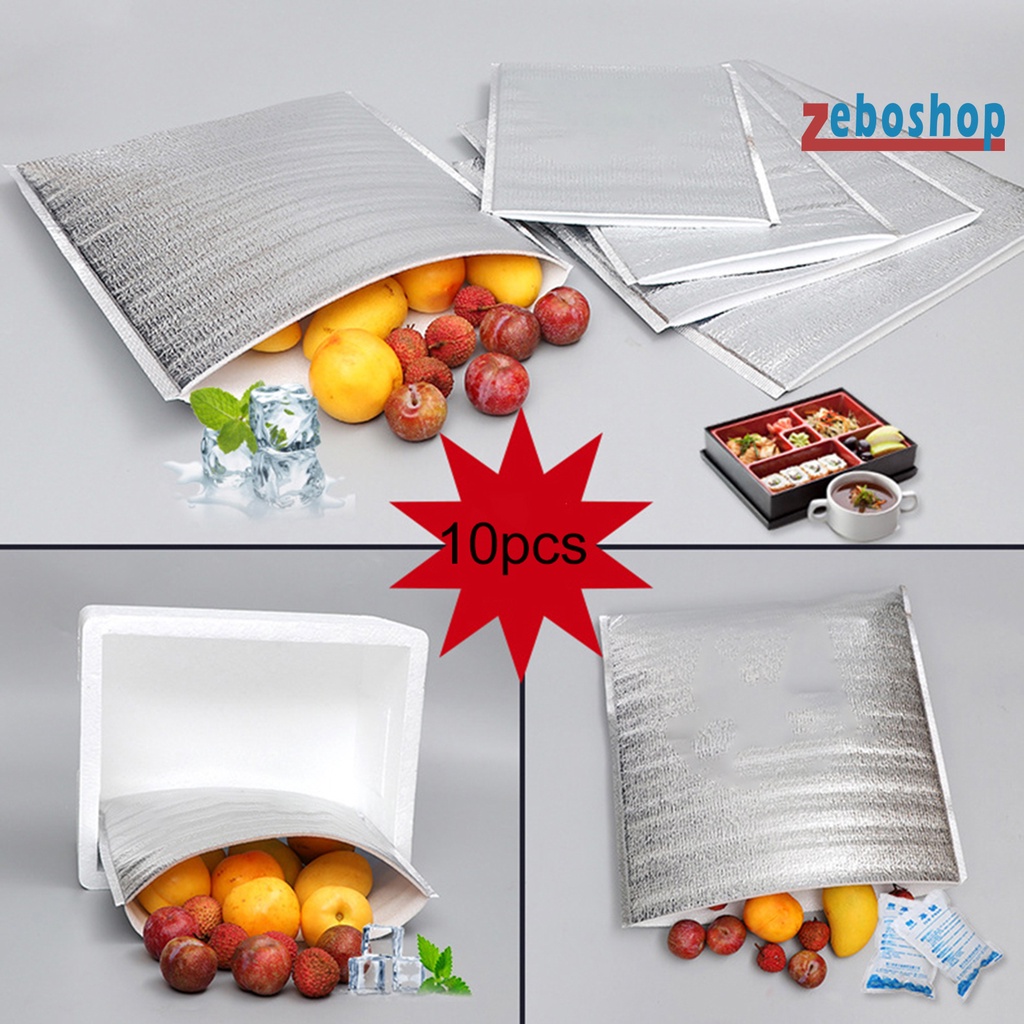 Set 10 Túi Lá Nhôm Cách Nhiệt Đựng Cơm Trưa Tiện Dụng Cho Nhà Bếp