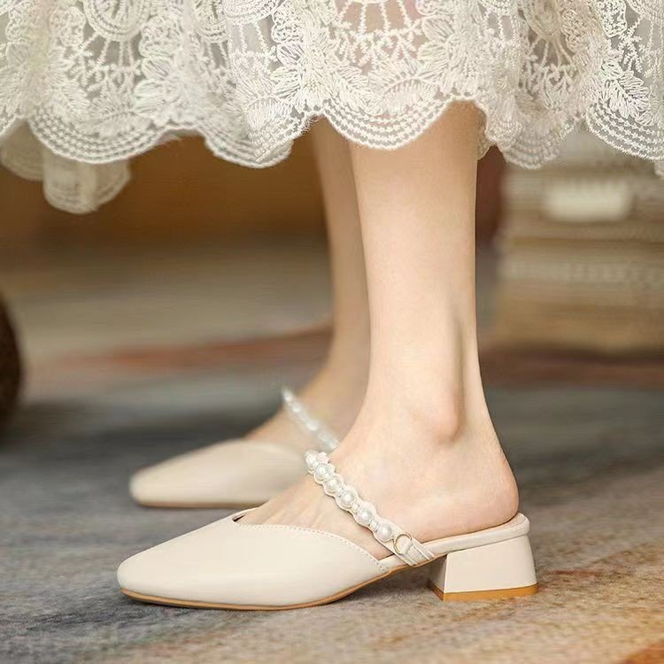 Dép Cao Gót Đính Hạt Thời Trang Mùa Hè Hàn Quốc Cho Nữ