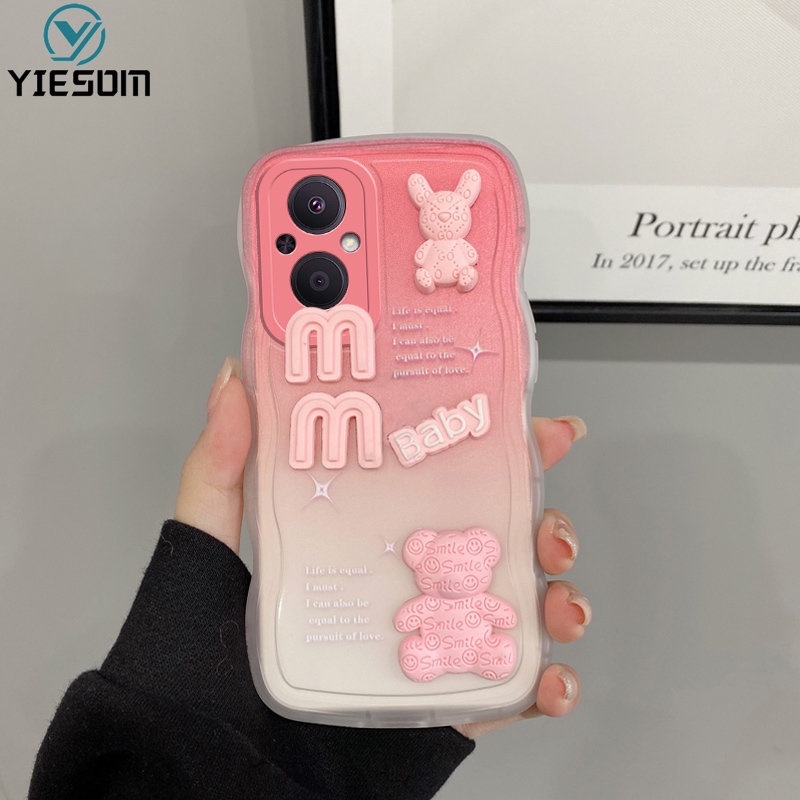 Ốp Điện Thoại Silicon Mềm Hình Gấu Thỏ Màu Gradient 3D Cho OPPO Reno 8Z 7Z 5G 8 7 6 5 5F 4F 4 4G