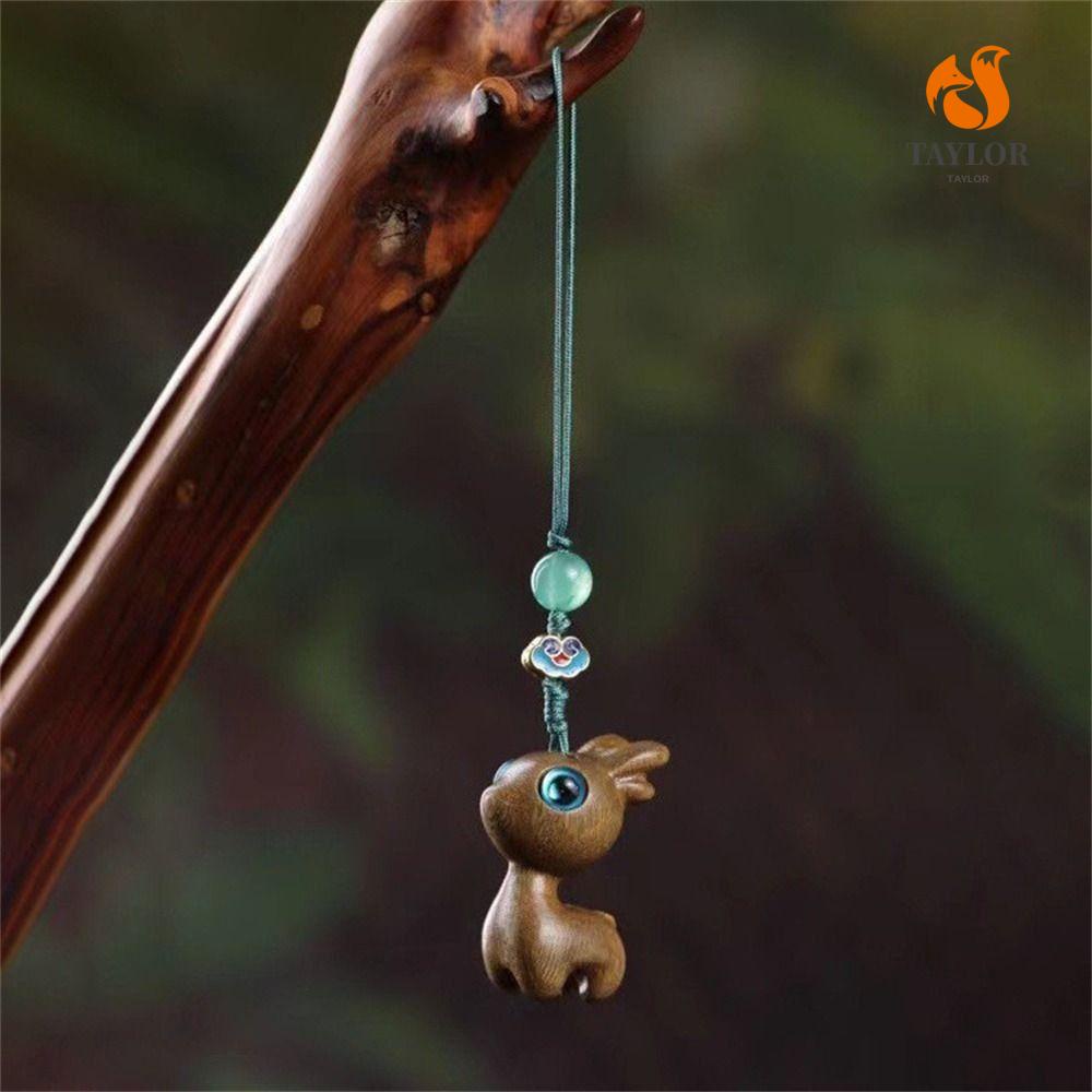 Taylor1 Dây Đeo Điện Thoại Ngắn Bằng Gỗ Hồng Làm Thủ Công Có Móc Khóa Hình Hươu Chống Thất Lạc