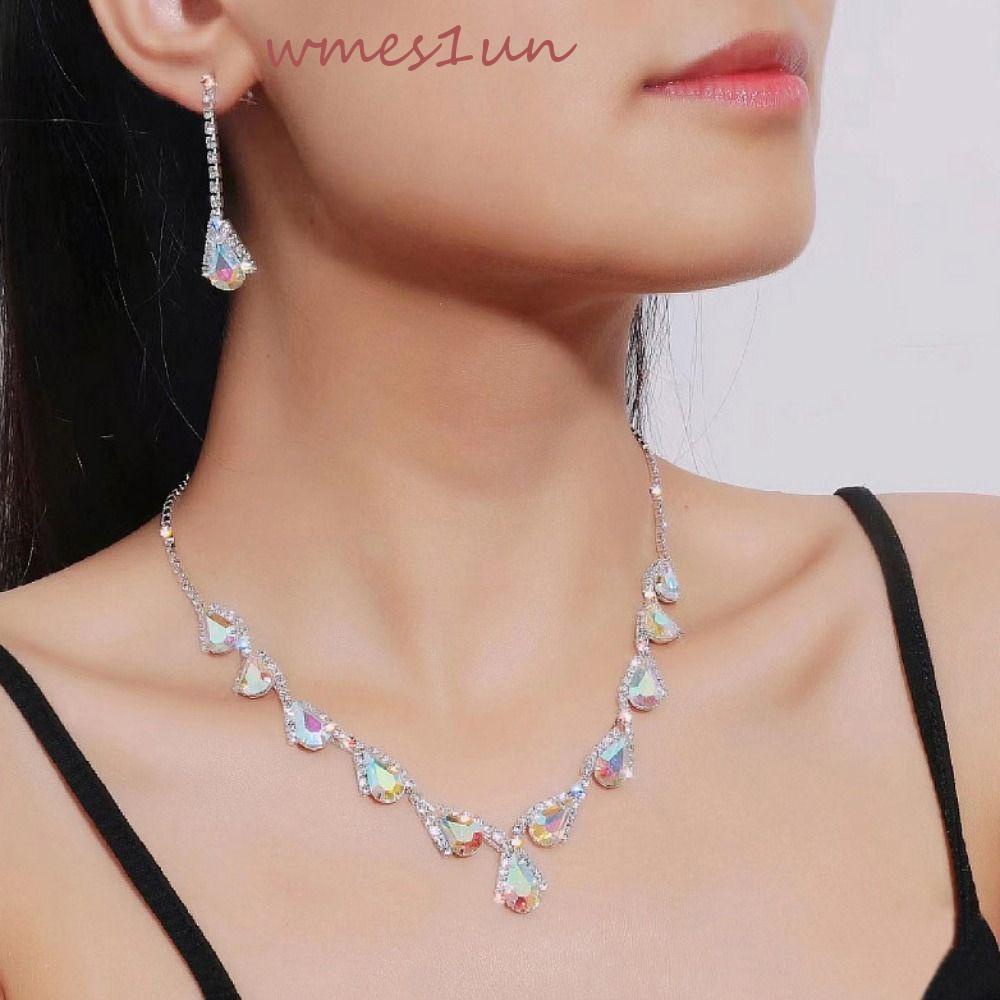 1 Bộ Trang Sức Hợp Kim Hình Giọt Nước Sáng Bóng WMES15H Phong Cách Hàn Quốc