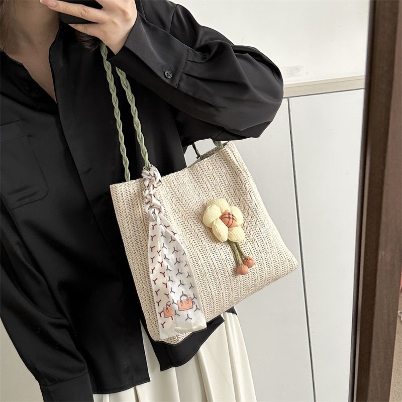Niche Túi Xách Dệt Một Bên Vai Sức Chứa Lớn Phong Cách Mới Dành Cho Nữ Đi Chơi Kỳ Nghỉ