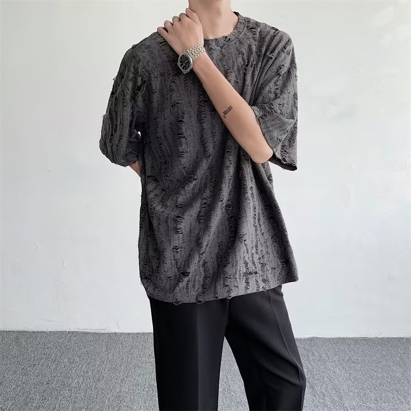 Áo Thun Tay Ngắn Màu Cà Phê Phong Cách Đường Phố Âu Mỹ Thời Trang Mùa Hè Cho Nam