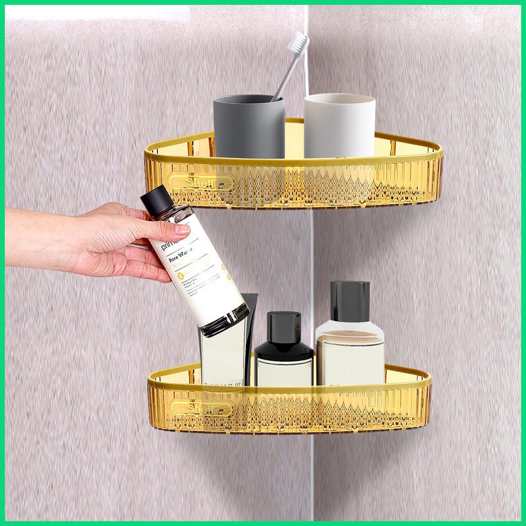 Kệ Đựng Đồ Dùng Gắn Góc Tường Nhà Tắm Tự Dính Tiện Dụng