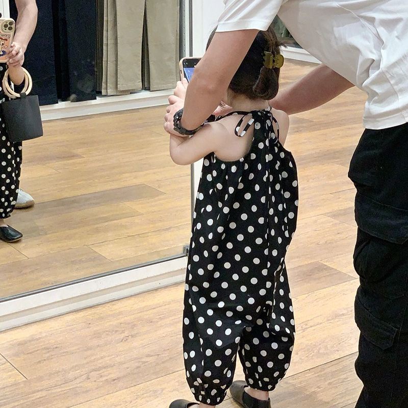 Bộ Áo Liền Quần Chấm Bi Dáng Rộng Chống Muỗi Phong Cách Hàn Quốc Thời Trang Mùa Hè Cho Bé Gái