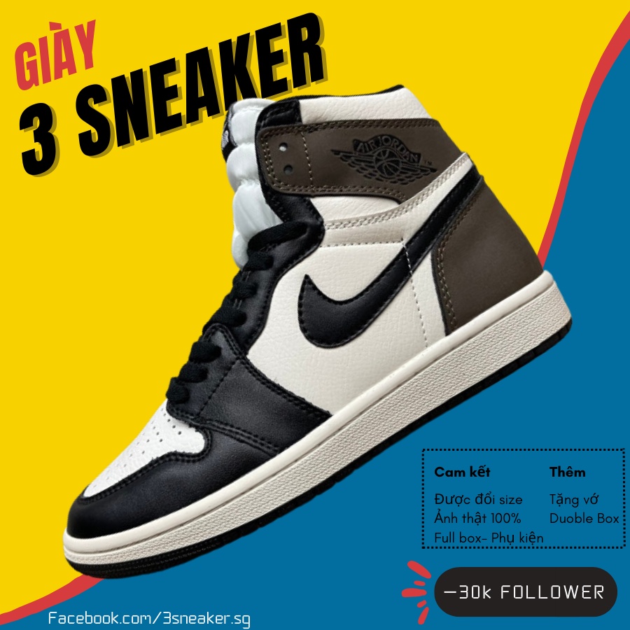 Giày Jordan 1 Retro High OG – Dark Mocha, JD1 Cao Đen Trắng Phối Nâu Da Nhám Cao Cấp - 3 Sneaker