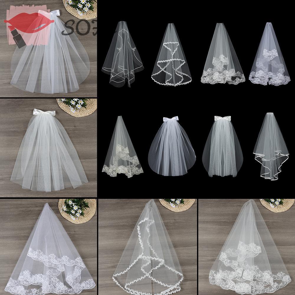 Mạng Che Mặt Hai Lớp Viền Ren Thanh Lịch Kèm Lược Cho Cô Dâu Chụp Ảnh