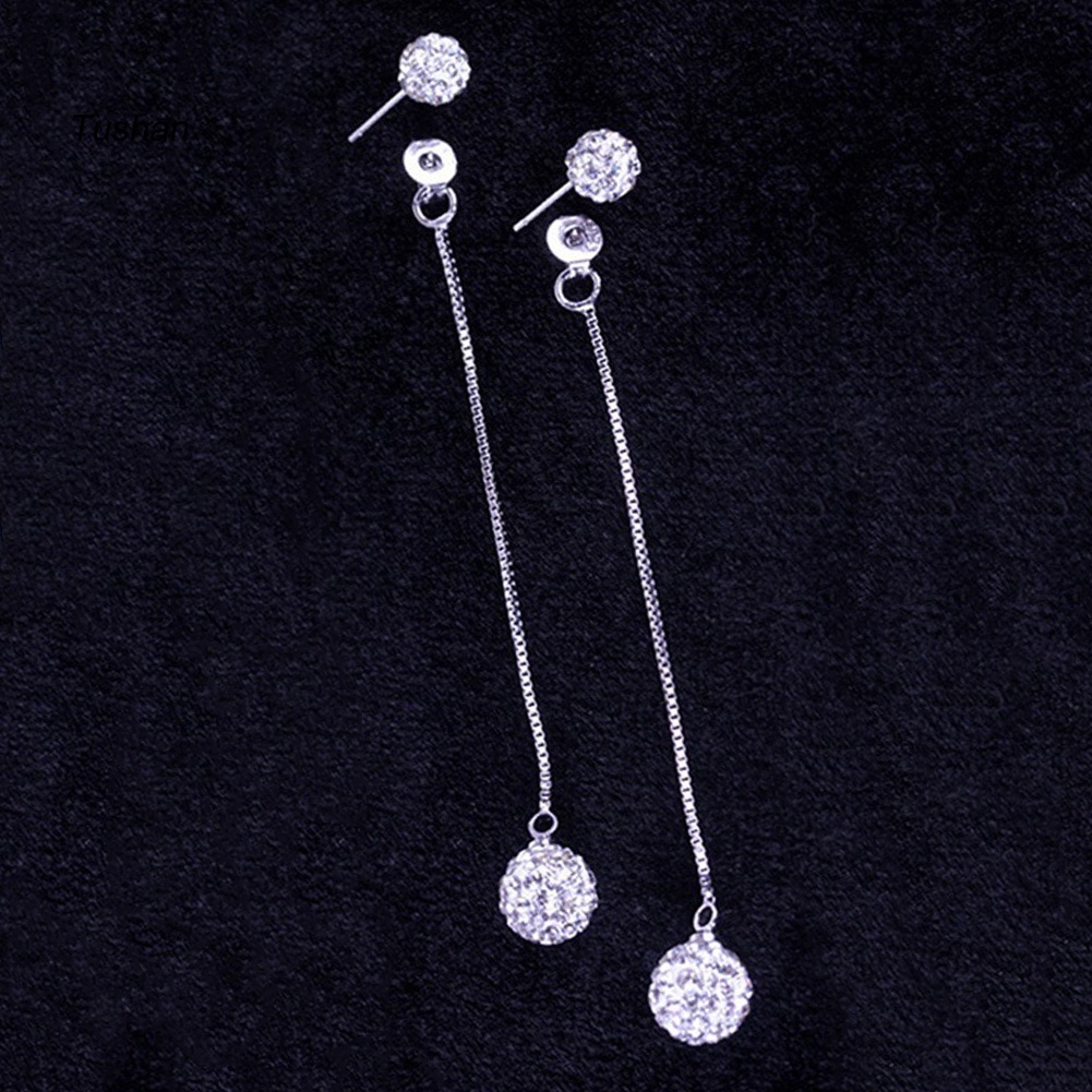 Bông Tai Dài Đính Đá Phối Tua Rua Sang Trọng Cho Nữ