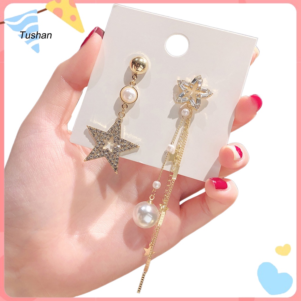 1 Đôi Bông Tai Hình Nơ Đính Ngọc Trai Giả Phong Cách Vintage