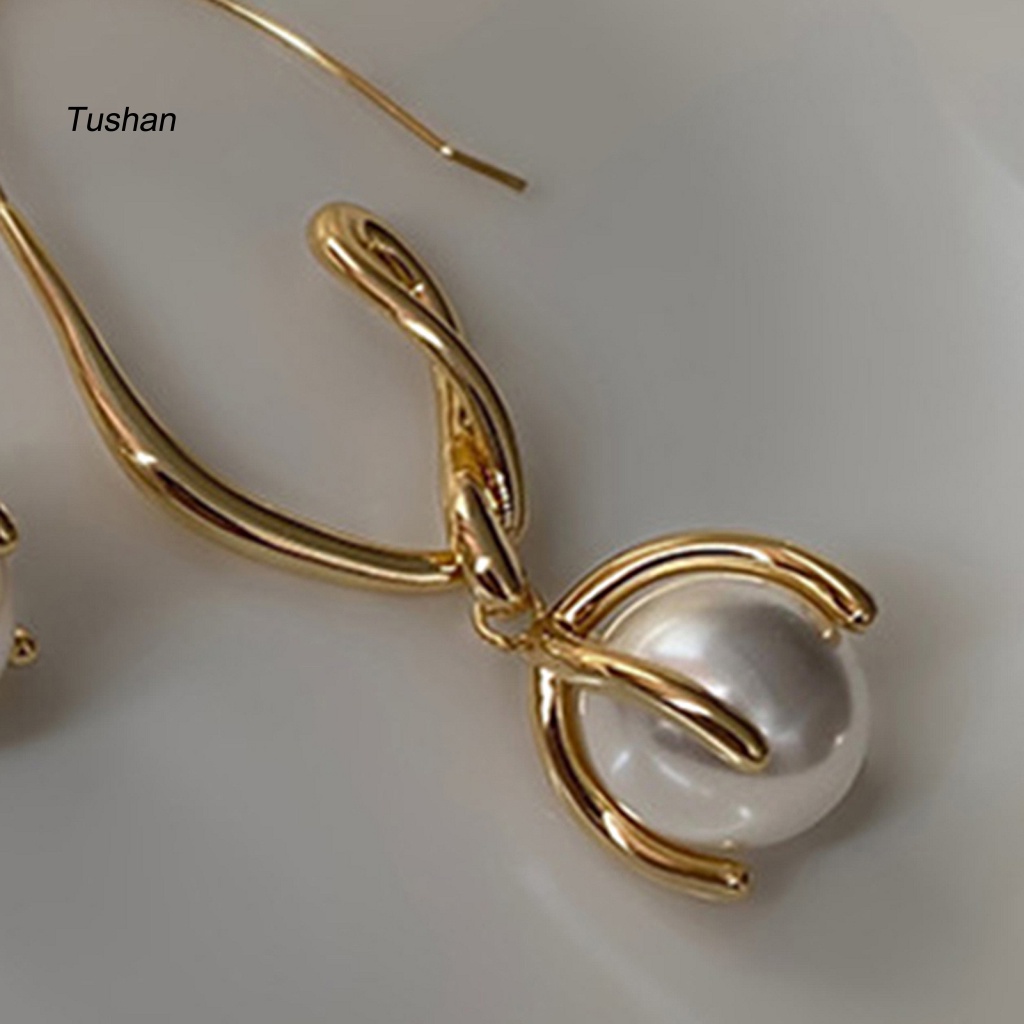 1 Đôi Bông Tai Ngọc Trai Giả Màu Trắng Sáng Bóng Thanh Lịch