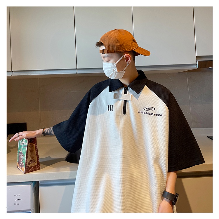 Áo Thun polo Ngắn Tay Phong Cách Đường Phố Retro Mỹ Thời Trang Mùa Hè Dành Cho Nam