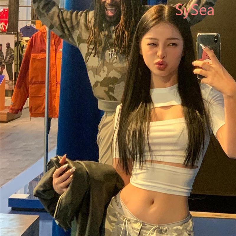 Áo Croptop Dáng Ôm Thiết Kế Đục Lỗ Thời Trang Quyến Rũ Cho Nữ