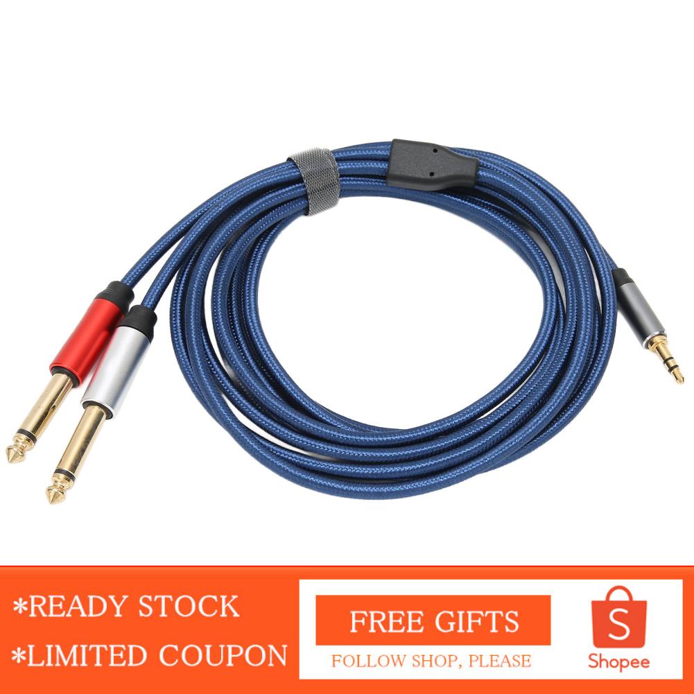 Alwaysonline 3.5mm Stereo Male To Dual 6.35mm Mono Cable Nylon Aluminum Alloy Hot