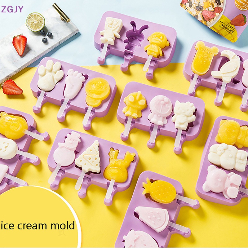 Khuôn Silicon Làm Kem Que Hình Động Vật Hoạt Hình Dễ Thương Mới
