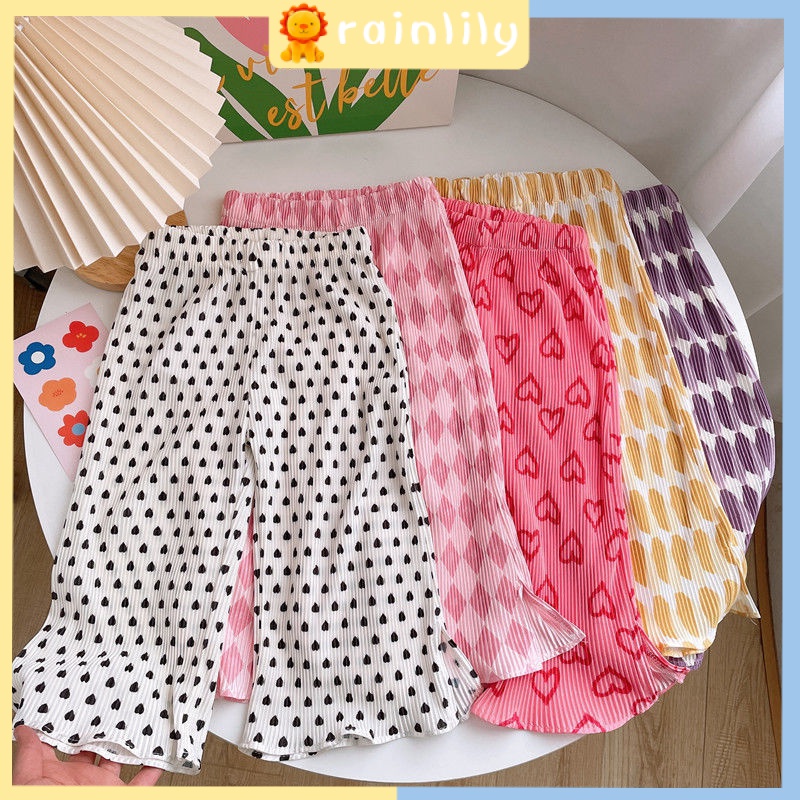 Quần Dài Ống Loe Xẻ Tà Chất Liệu Cotton Thời Trang Mùa Hè Cho Bé Gái