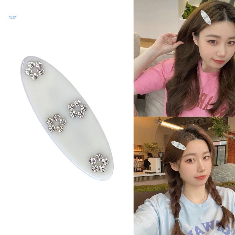 Kẹp Tóc Hình Hoa / Oval Đính Đá Thời Trang Cho Nữ y2k