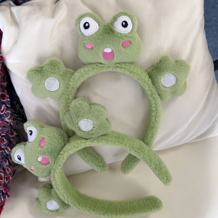 Băng Đô Cài Tóc Hình Ếch Hoạt Hình Nhồi Bông Dễ Thương Cho Bé Gái Rửa Mặt