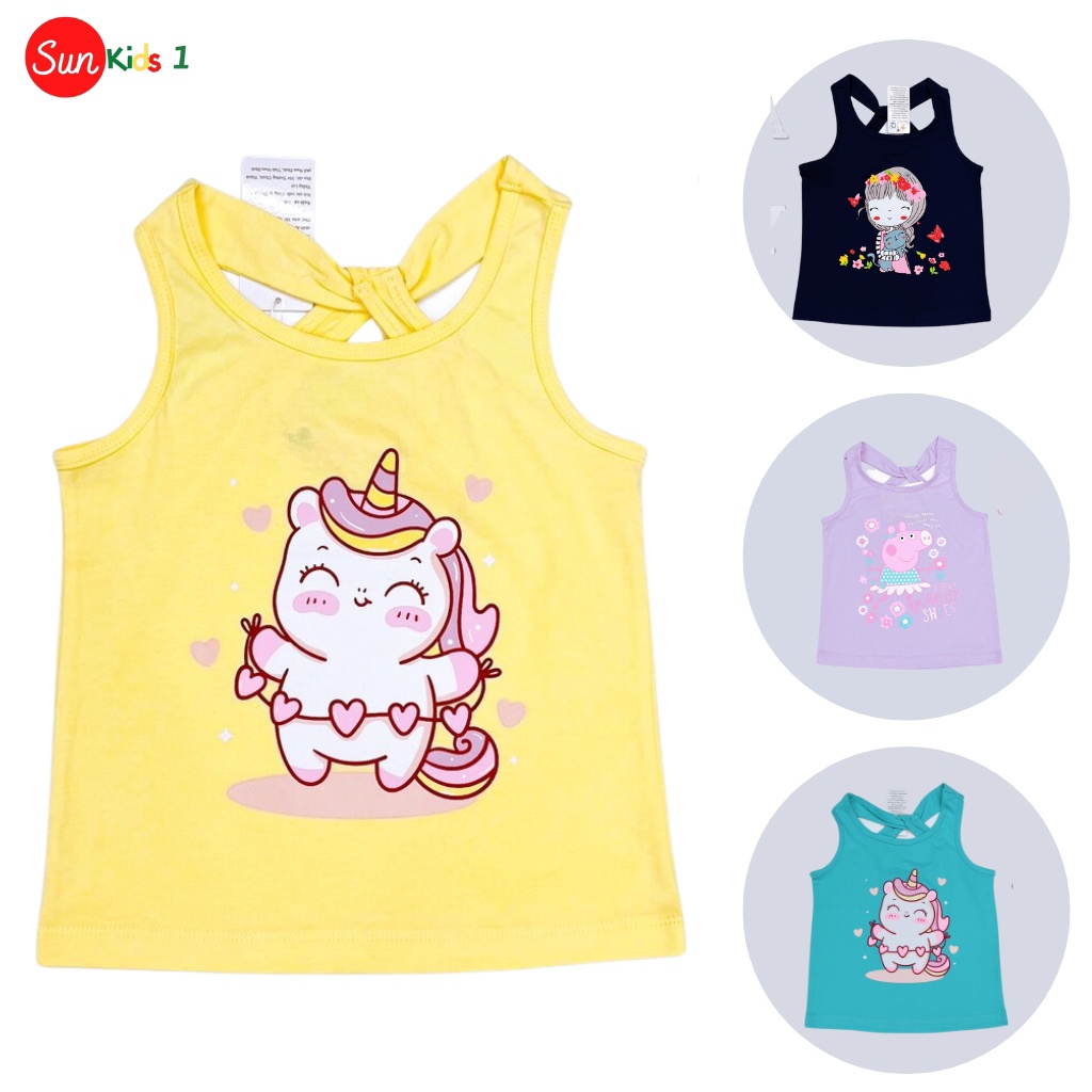 Áo thun ba lỗ bé gái size 3-10 tuổi, áo phông bé gái dáng ba lỗ, chất cotton mềm mát, thấm hút tốt - SUNKIDS1