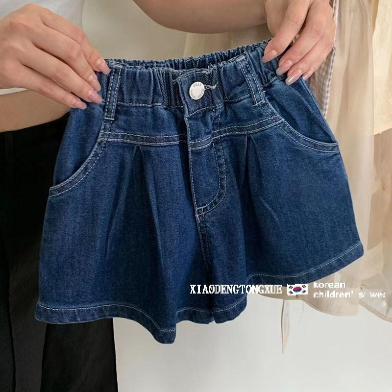 Quần Short Jean Xanh Dương Phong Cách Đường Phố Hàn Quốc Cho Bé Gái