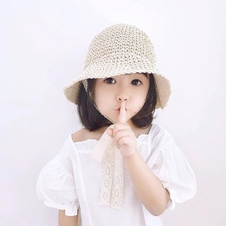Mũ cói cho bé có dây buộc