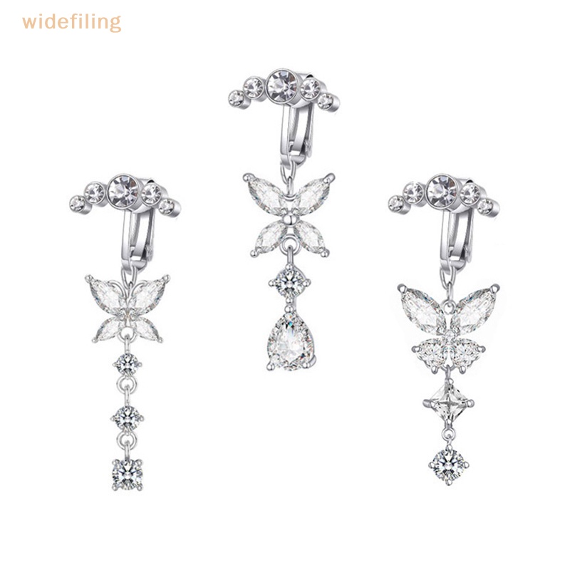 Khuyên Rốn Hình Bướm Bằng Thép Không Gỉ Dát Đá Zircon Đẹp Mắt Cho Nữ