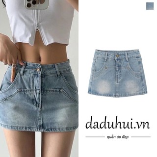 Daduhui New Korean Version of Ins Light-colored Denim Skirt Niche High Waist A- line Skirt Package Hip Skirt