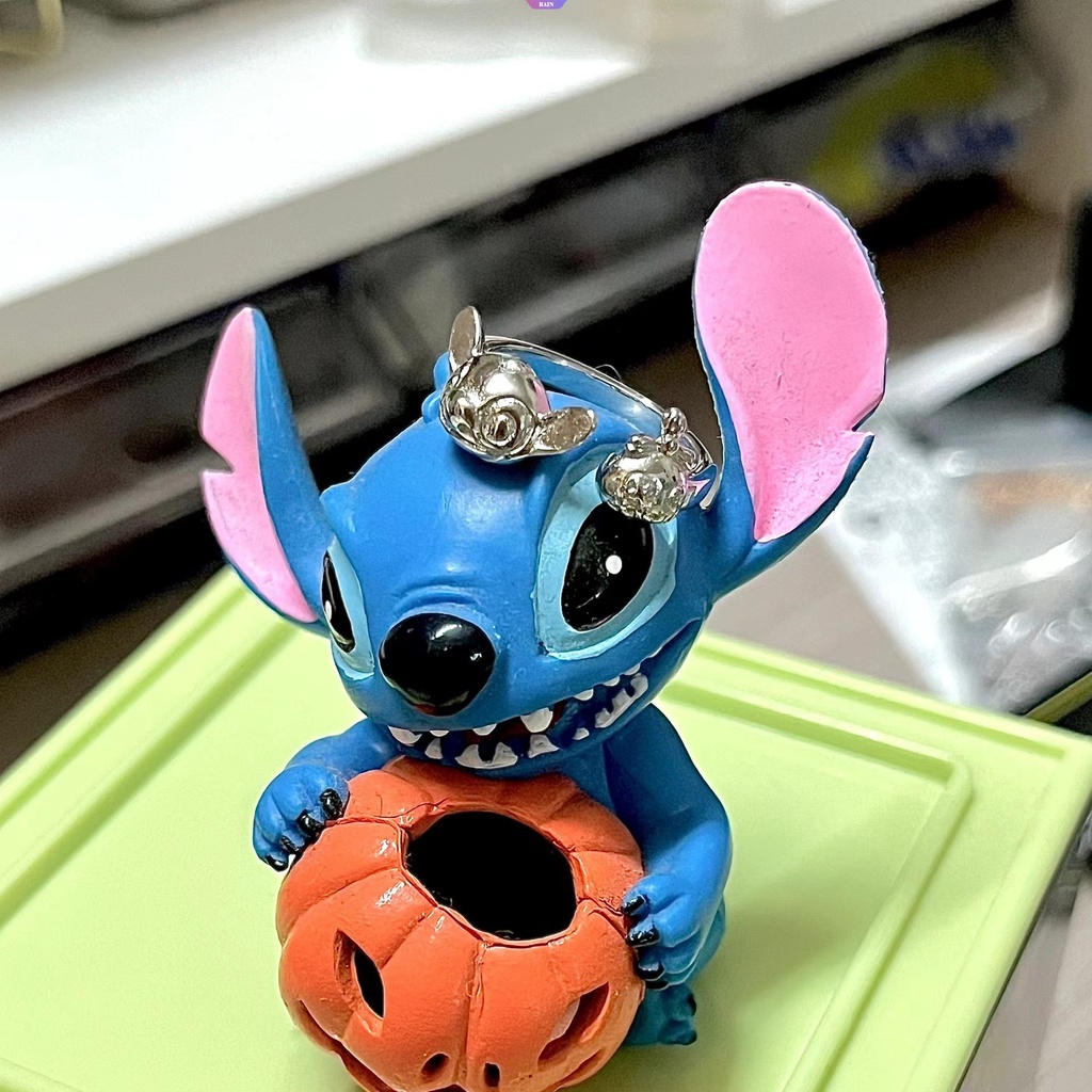 Nhẫn Hở Họa Tiết Hoạt Hình Lilo Stitch Màu Bạc Thời Trang Có Thể Điều Chỉnh Làm Quà Tặng Sinh Nhật Cho Nữ [RAIN]