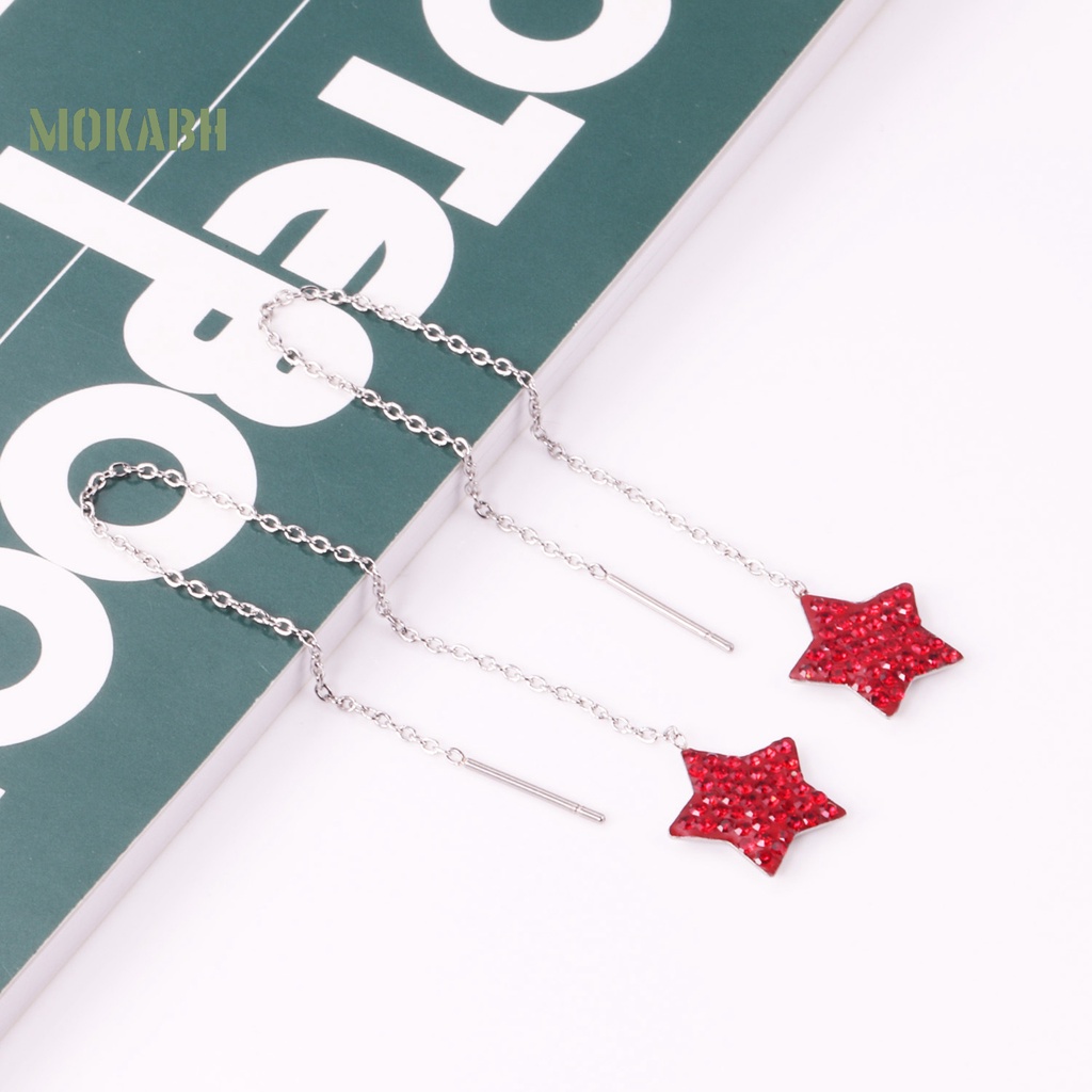 1 Đôi Bông Tai Tua Rua Dáng Dài Hình Ngôi Sao Năm Cánh Phong Cách Âu Mỹ Thời Trang Cao Cấp