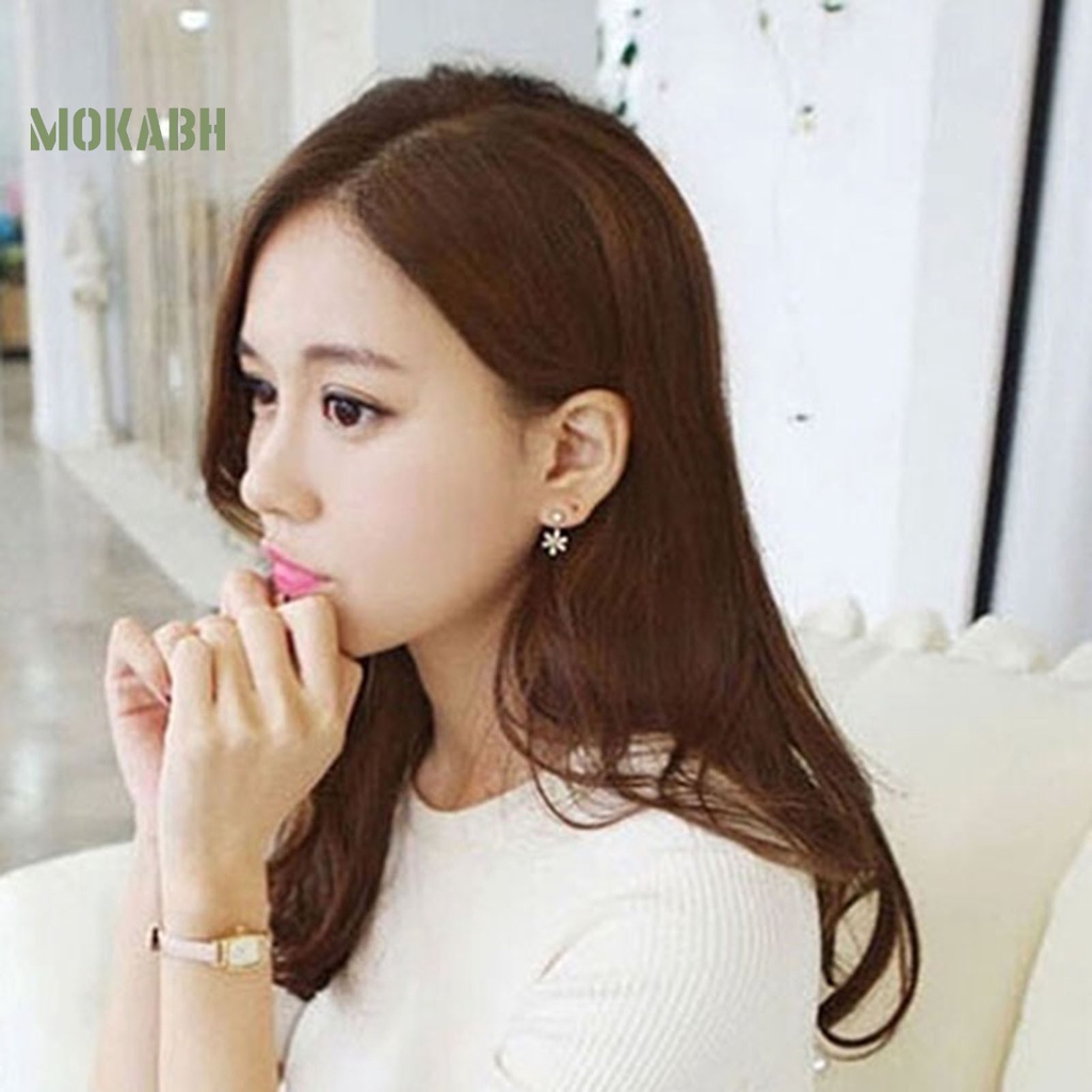 Bông Tai Hợp Kim Hình Hoa Đính Ngọc Trai Giả Lấp Lánh Chống Gỉ Sét Cho Nữ