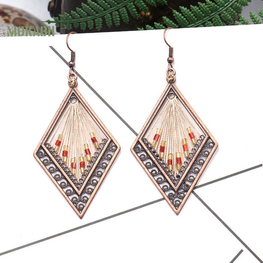 1 Đôi Bông Tai Hình Giọt Nước Đính Hạt Phong Cách Bohemian Thời Trang Cho Nữ