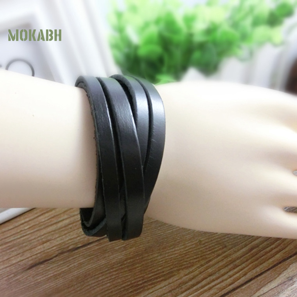 Vòng Tay Giả Da Bện Nhiều Lớp Phong Cách Punk Cá Tính Dùng Hàng Ngày