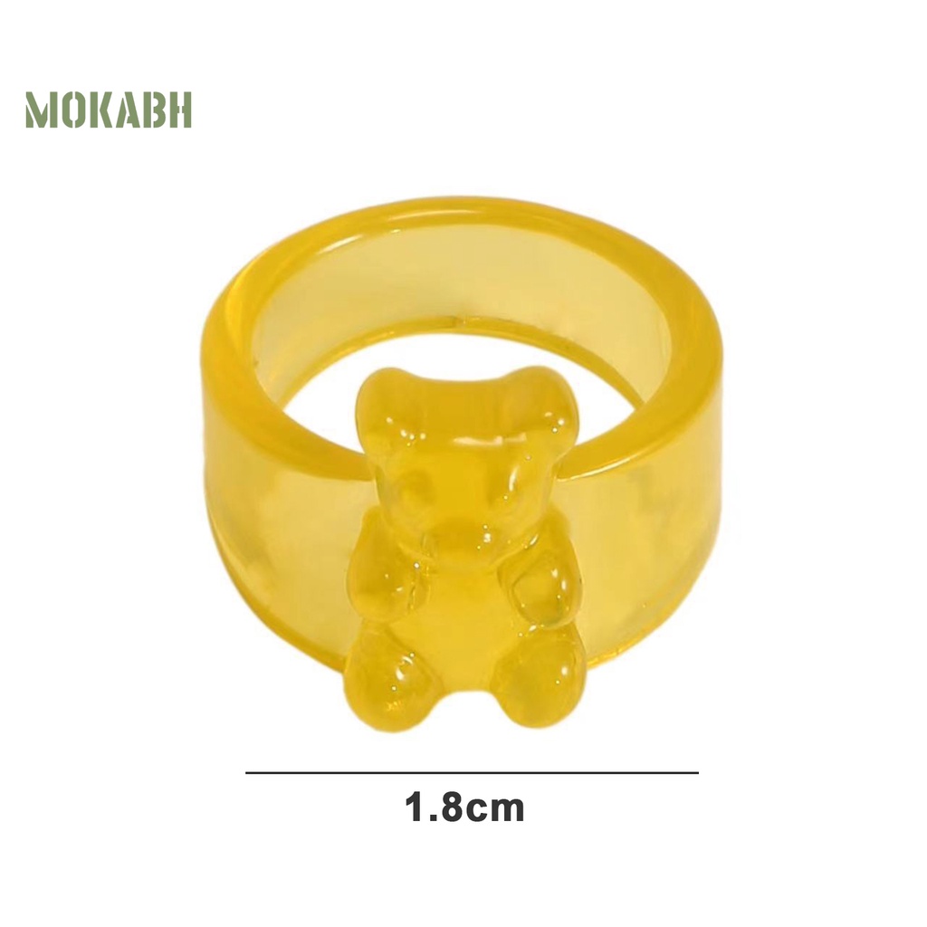 [Mới] Nhẫn Acrylic Trong Suốt Màu Kẹo Hình Gấu Nhỏ Phong Cách Hàn Quốc Cho Nữ
